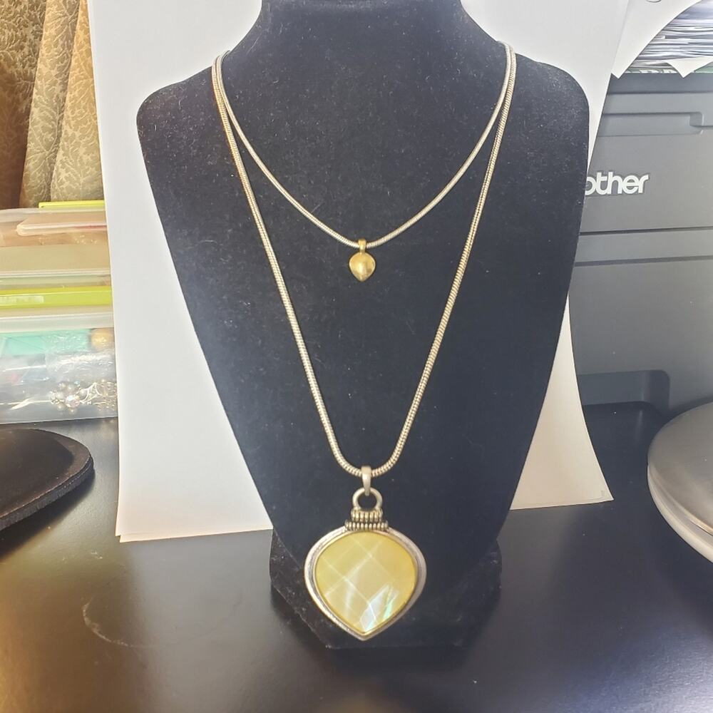 Lucky Brand Heart Shape double silver chain adjustable necklace Great condition - Picture 6 of 14